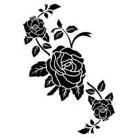 silhouette black rose flower decoration vector