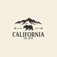 California vintage typography Grizzly bear mountain vector logo icon symbol illustration design