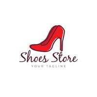 diseño de ilustración de símbolo de icono de vector de logotipo de tienda de línea de zapatos de tacones para mujer