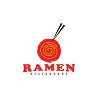 Japanese food ramen noodles with chopsticks in a circle logo vector icon symbol design illustration