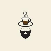 coffee and cup with men cafe restaurant logo vector icon illustration design