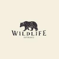 wild animal bear with retro concept logo vector icon symbol illustration design template