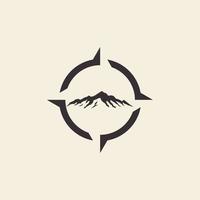 aventura de montaña con brújula logo vector icono símbolo ilustración diseño