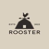 rooster logo with farmhouse vector icon symbol illustration