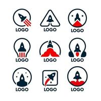 conjunto de logotipos de cohetes para empresas emergentes vector