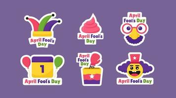 April Fools Day Stickers and Labels Collection Set vector