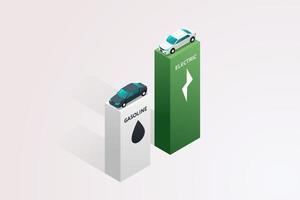 crecimiento de autos eléctricos sobre autos de gasolina vector