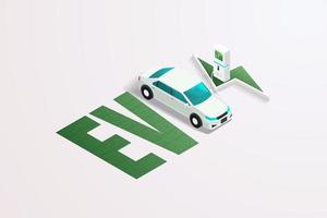 La tecnología de automóviles ev o el automóvil eléctrico cargan la batería en la estación de carga.