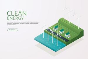 generación de electricidad con molino de viento energía limpia vector