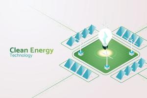 Generating electricity with solar panels Solar energy and wind turbines.
