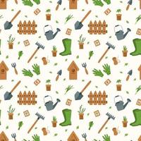 Gardening Tools. Spring, garden arrangement, gardener. vector pattern