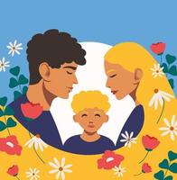 The concept of family, love, protection. Peace in Ukrainian families. vector