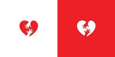 diseño de logotipo de corazón de combinación de mano simple y moderno vector