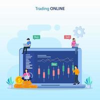 online trading concept. Forex trading strategy, Investing in Stocks. flat vector