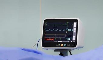 Heart rate monitor at patient room, A medical monitor displaying vital signs photo