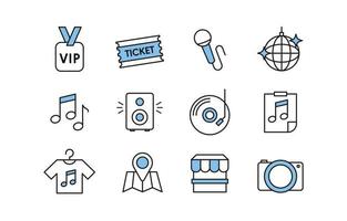 Set of Music Festival Icon with Flat Outline Design Style vector