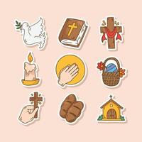 Collection of Hand Drawn Easter Elements Sticker vector