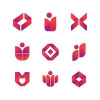 Collection of Abstract Logo Elements with Gradient Color vector