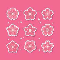 Collection of Cherry Blossom Sticker with Different Petal Shape vector