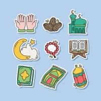 Collection of Hand Drawn Islamic Elements Sticker vector