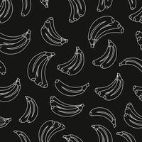 vector seamless drawing with hand-drawn linear bananas black and white illustration