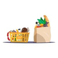 grocery basket grocery bag on white background vector illustration