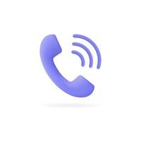 3d handset icon in a minimalist style. phone call vector illustration isolated on white background.