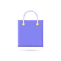 3d shopping bag icon in cartoon style.