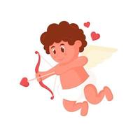 Cupid Vector. Cupids Silhouette. Valentine Day Card. Shoots A Bow. vector