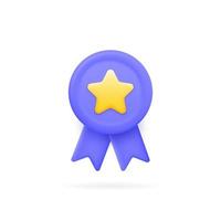 3d badge with ribbons and a star. premium quality mark.