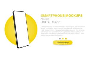 Smartphone with a blank screen in a rotated position. 3d isometric vector illustration of a cell phone. Smartphone in perspective.