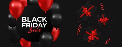 Black Friday Sale. Illustration for banners, posters or flyers with balloons and confetti. vector