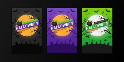 Promotional banner or poster for Halloween sale with scary balloons and paper bats. vector