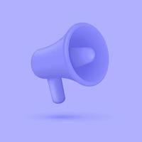 plastic 3d megaphone purple. vector illustration.