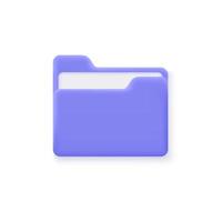 3d file folder icon in minimalistic style. file storage concept. vector illustration isolated on white background.