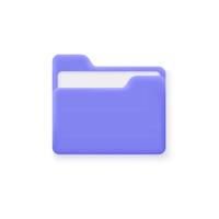 3d file folder icon in minimalistic style. file storage concept. vector illustration isolated on white background.