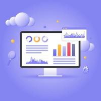 information panel on the monitor screen. online business data analytics, investment and finance report. vector