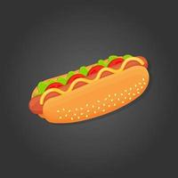 Hot Dog. Vector isolated flat illustration of fast food