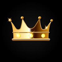 Golden crown with gradient mesh and gems. Vector illustration isolated on