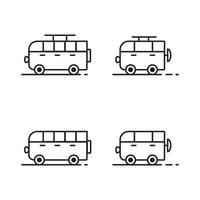 A van for traveling, camping. Trailers for tourism, family vacations. Vector icon. Black line isolated with thin line, vector symbol