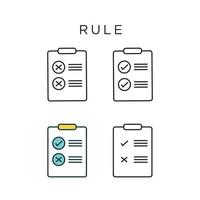 Rule icons filled, thin line, outline, and stroke styles. Rules vector icon design can be used for mobile, ui, web