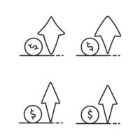 Set of financial icons, arrows up various shapes arrow symbols vector illustration.