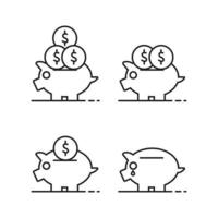 Set of piggy bank icon illustrations on a white background vector