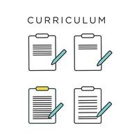 Curriculum simple icon in design style, thin line, outline and stroke. Two-color vector illustration and black curriculum icon design vector usable for mobile,web