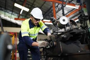 Professional men engineer worker skills quality, maintenance, training industry factory worker , warehouse Workshop for factory operators, mechanical engineering team production. photo