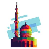 ilustración vectorial de mezquita, arte pop, adecuada para el ornamento de ramadán vector