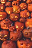 Halloween pumpkins in a pile photo