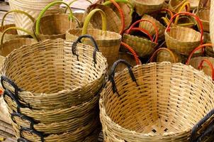 The emty wicker basket craftsmanship from Thailand. The beautiful handcraft. photo