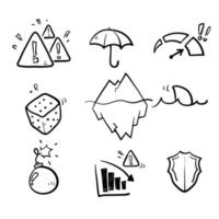 hand drawn doodle Simple Set of Risk Management Related Vector Line Icons. Contains such concept Icons as Threat Analysis, Warnings, Risk Assessment illustration vector