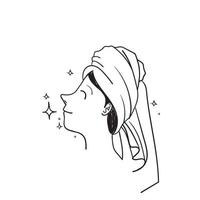 hand drawn doodle beautiful woman face Skin care and beauty skin illustration vector